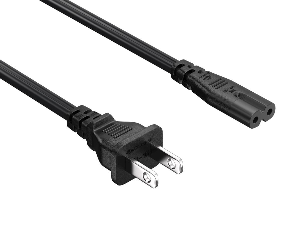 Cable Leader - 2-Prong Figure-8 Power Cord, Non-Polarized NEMA 1-15P to IEC C7, 18 AWG 7A UL Listed for TV, Printer, Game Console - Black price history on PriceWatchPro