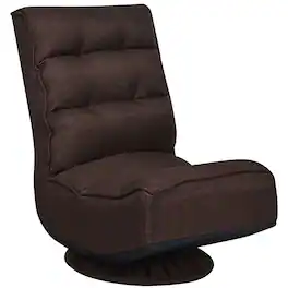 Costway - 360° Swivel Floor Gaming Chair 6-Position Folding Lazy Sofa Dark Brown - Dark Brown