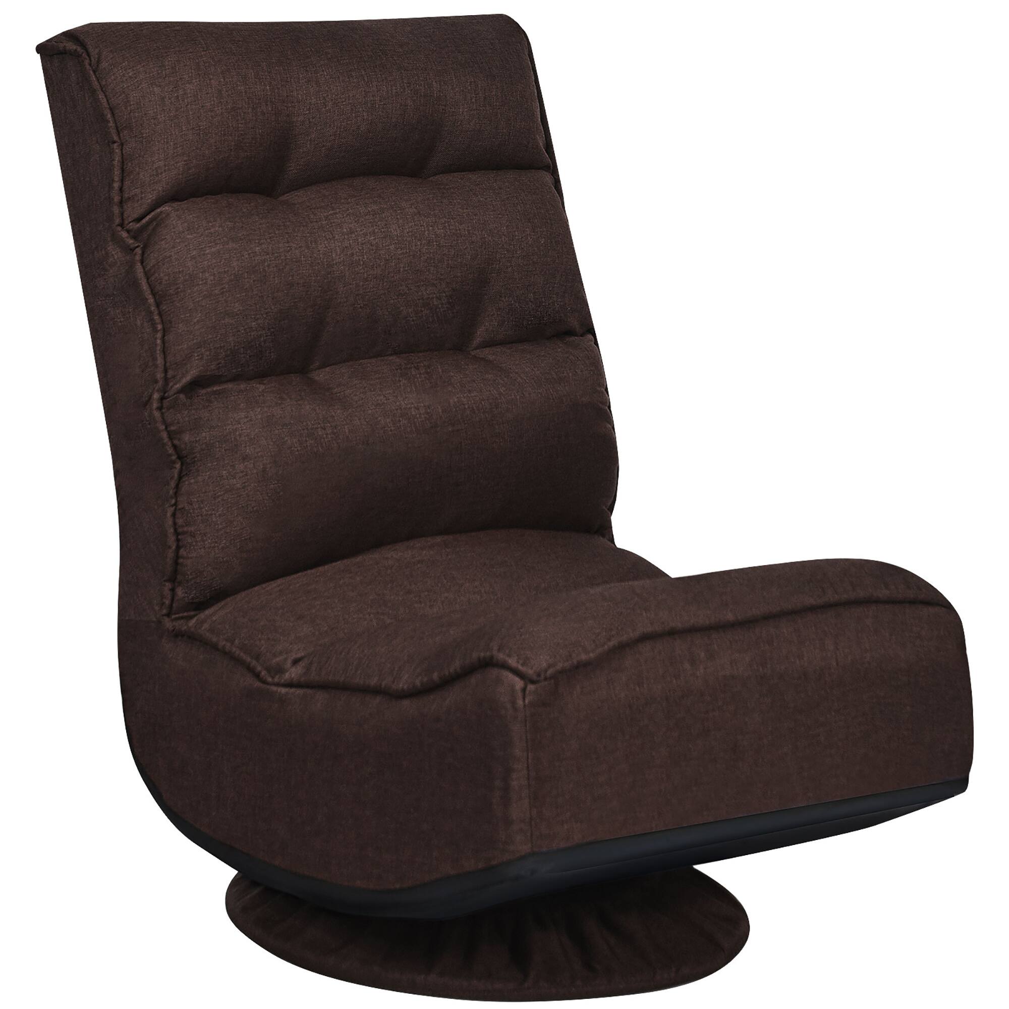 Front. Costway - Costway 360° Swivel Floor Gaming Chair 6-Position Folding Lazy Sofa Dark Brown - Dark Brown.
