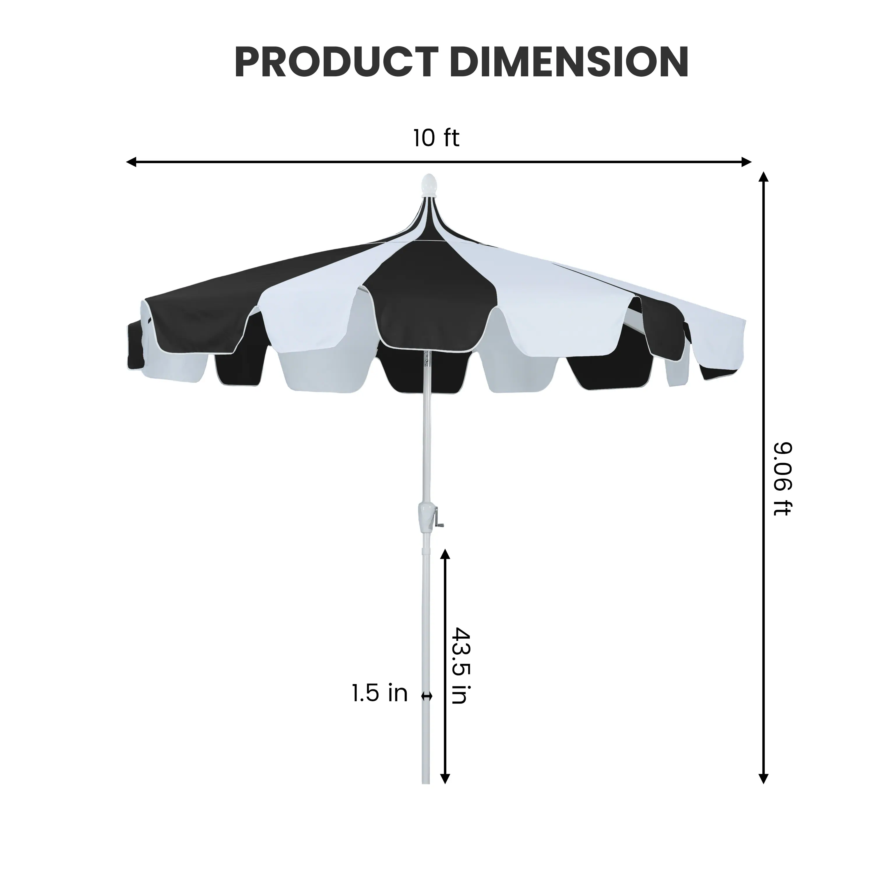 PRODUCT DIMENSION  
10 ft x 9.06 ft  
1.5 in H  
43.5 in