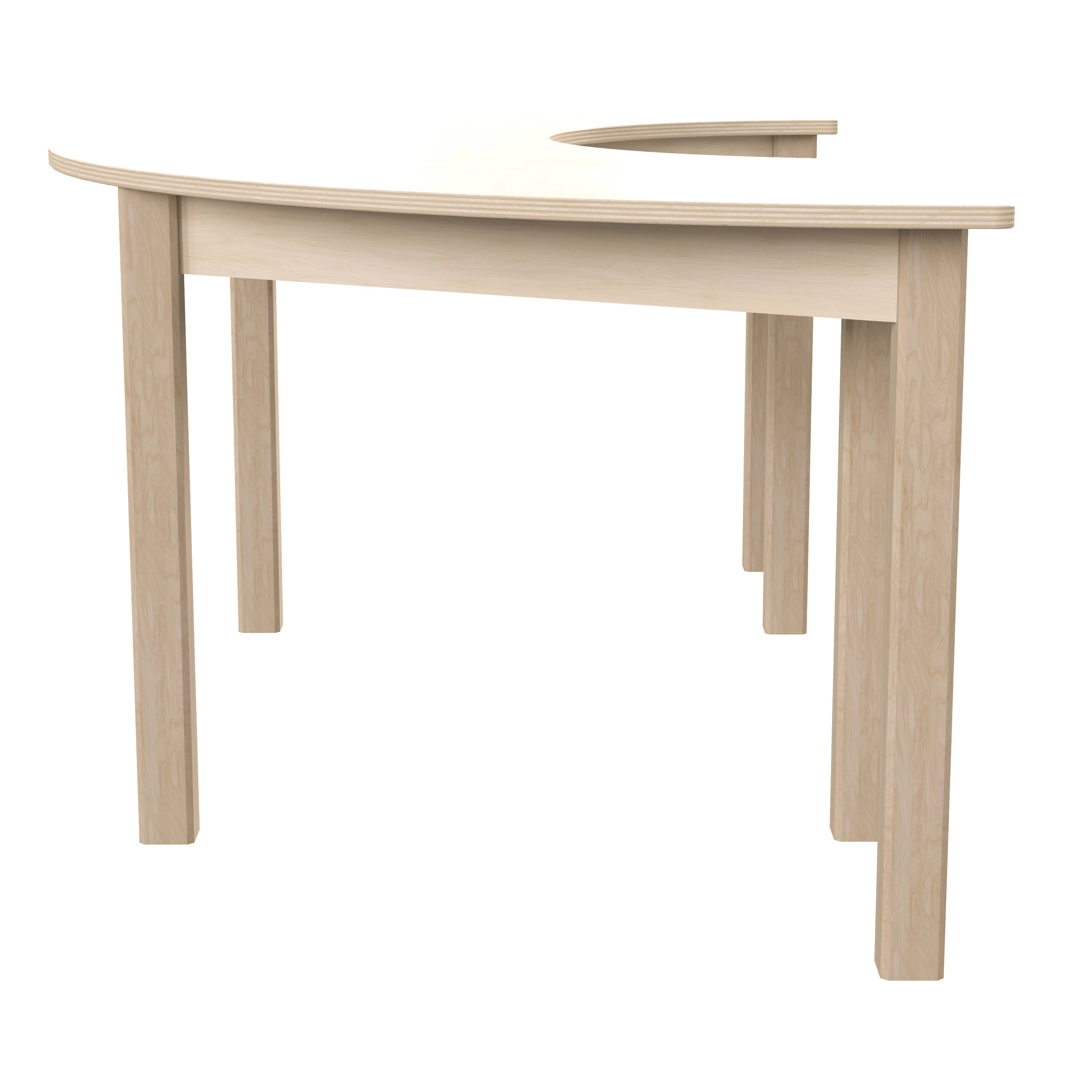 Left. Flash Furniture - Bright Beginnings Commercial Grade Wooden Half Circle Preschool Classroom Activity Table, (29.5"W x 59"D x 21"H), Beech - Natural.