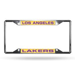Rico Industries - Los Angeles Lakers NBA All Corner EZ View Chrome Metal Laser Cut License Plate Frame - Multi
