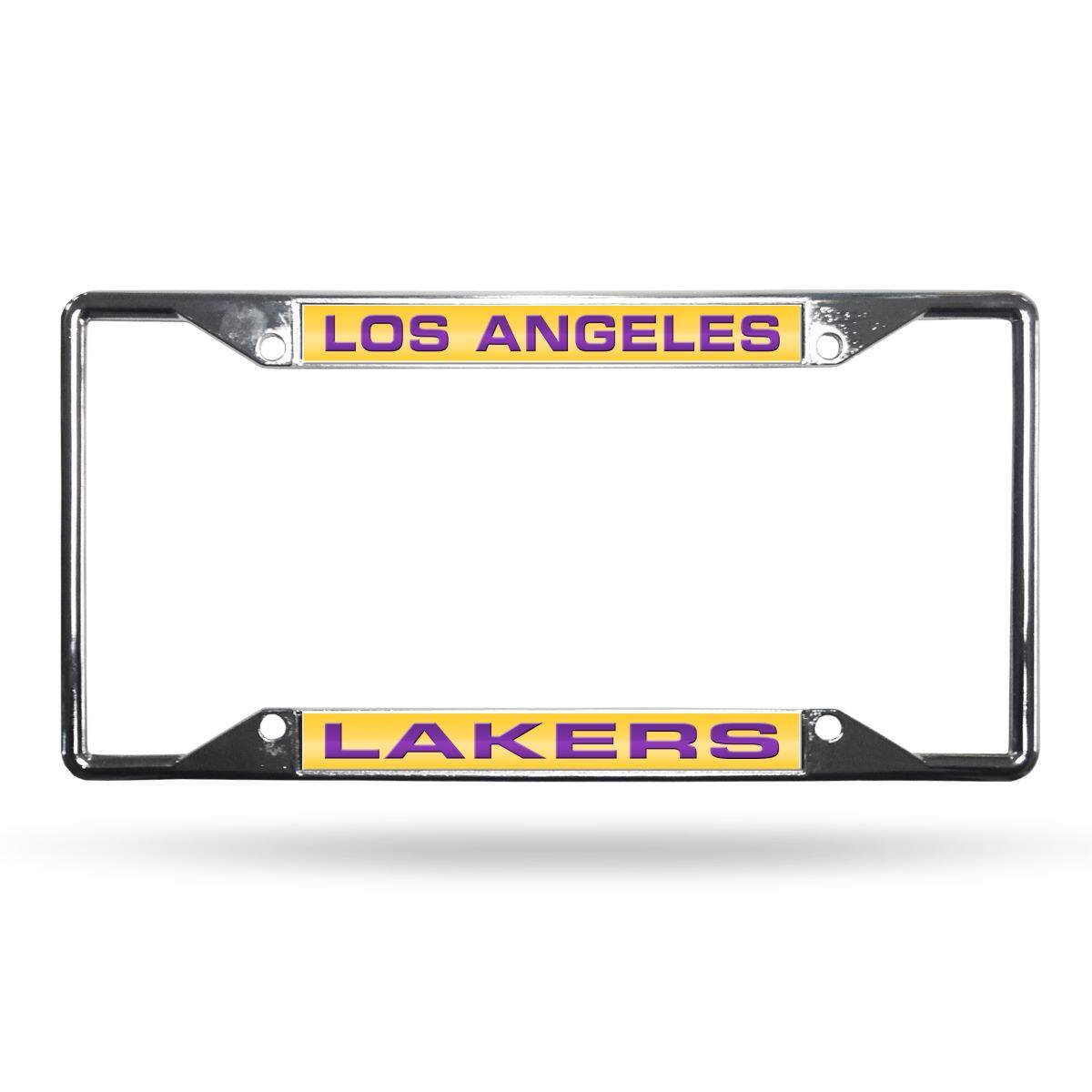 Los Angeles LA Lakers 4-Corner EZ View Chrome Metal Laser Cut License Plate Frame