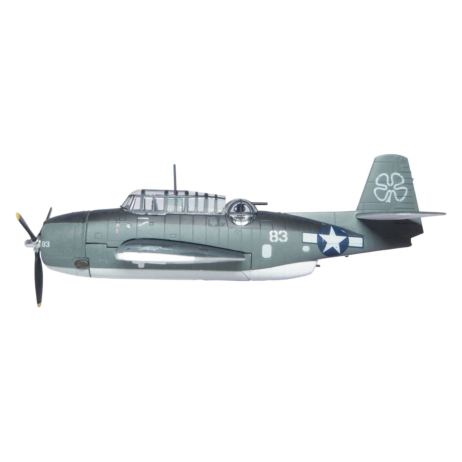 Alt View 1. Oxford Diecast - Grumman Avenger TBM-1C Aircraft "Petrof Bay" (1945) US Navy 1/72 Diecast Model Airplane by Oxford Diecast.