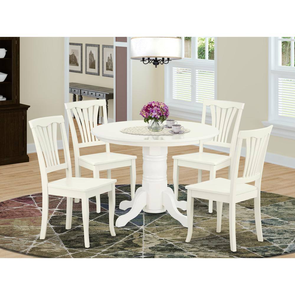 Left. East West Furniture - Dining Room Set Linen White - Brown.