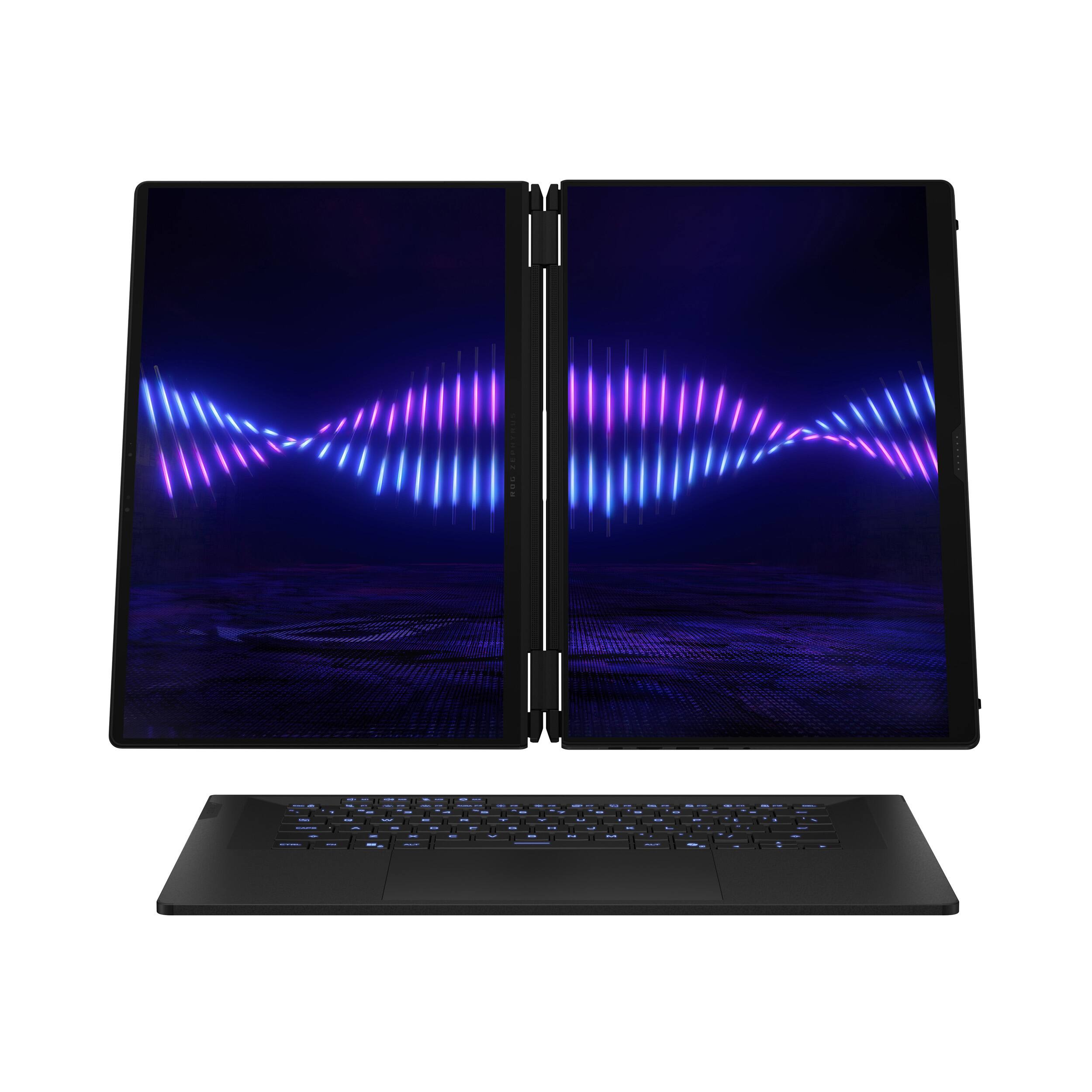 Alt View 14. ASUS - ROG Zephyrus Duo Dual 16" OLED 120Hz Touch Gaming Laptop - Intel Core Ultra 9 - NVIDIA RTX 5090 - 32GB RAM - 1TB SSD - Stellar Grey.