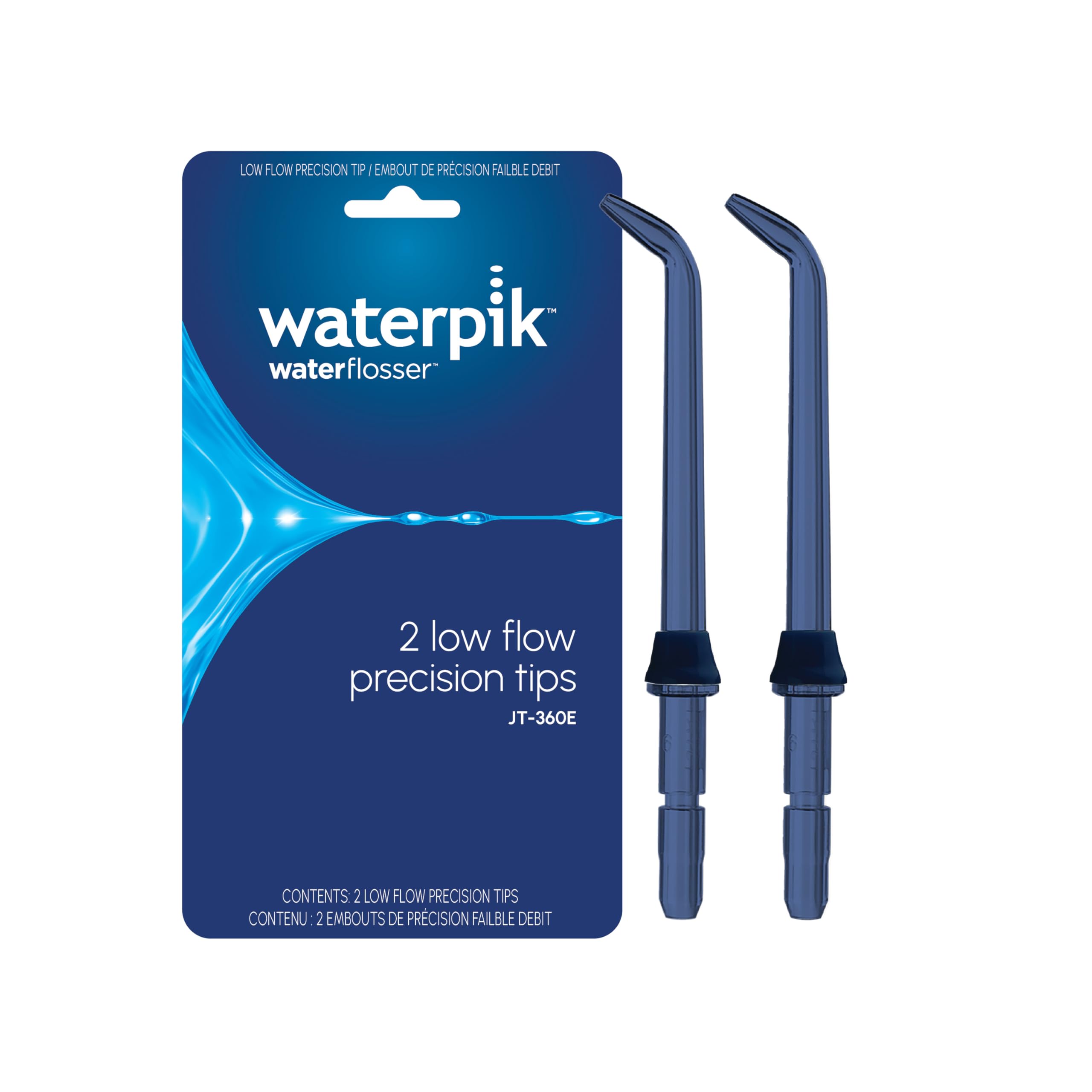 LOW FLOW PRECISION TIP / EMBOUT DE PRECISION FAILBLE DEBIT™

waterpik
waterflosser

2 low flow precision tips
JT-360E

CONTENTS: 2 LOW FLOW PRECISION TIPS
CONTENU: 2 EMBOUTS DE PRECISION FAILBLE DEBIT
