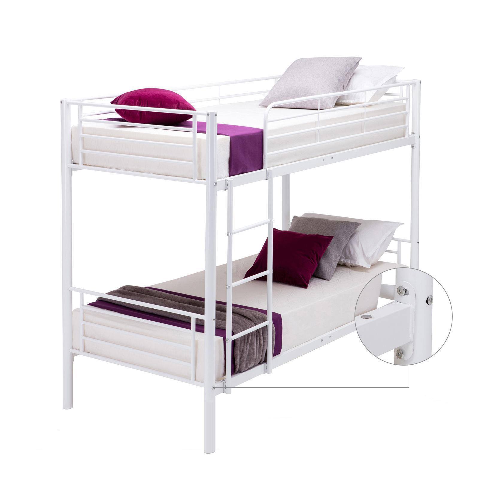 Alt View 7. Winado - 78" Modern Metal Bunk Bed Heavy Duty Twin Over Twin Size Bed Frame with Ladder for Kids Adult Children Bedroom Dorm - White.