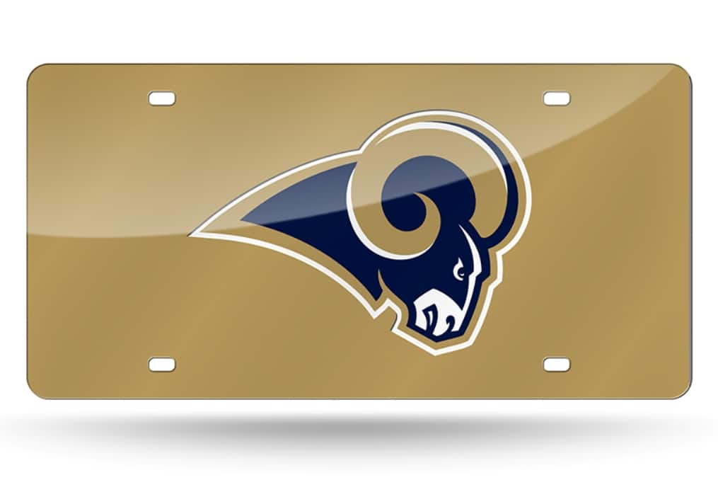 Rico Industries - Los Angeles LA Rams Gold Mirror Look LASER License Plate - Multi