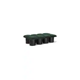 Meridian Furniture - Pavilion Bench - Green Boucle Fabric