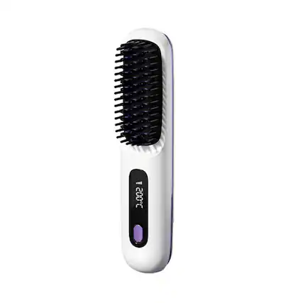 Front. Cluzine - Cordless Negative Ion Hair Straightener Brush, 3-Temp Control, Anti-Scald, Portable.