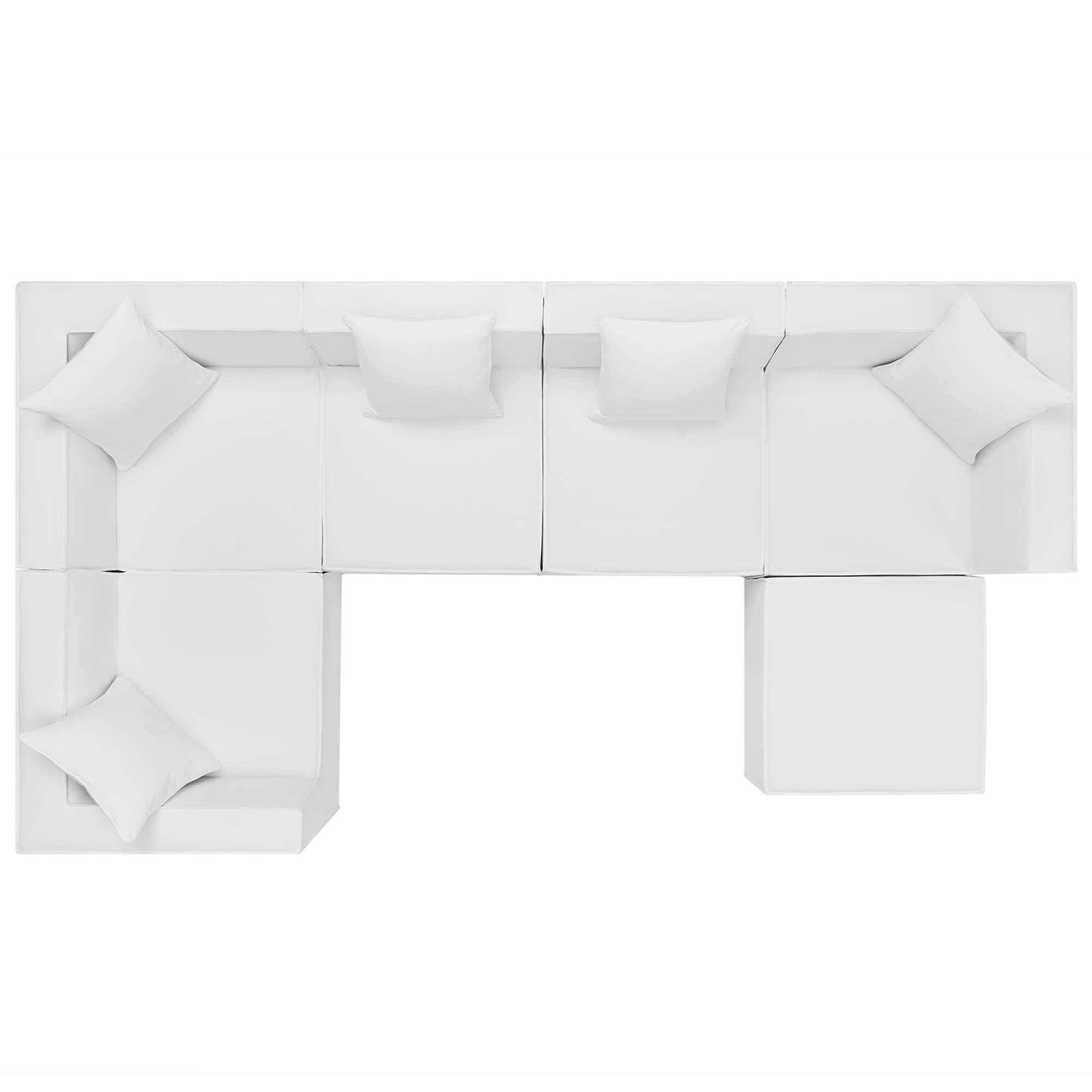 Angle. Modway - Saybrook 6-Piece Outdoor Patio Upholstered Sectional Sofa - All-Weather Cushions, Aluminum Frame - White.