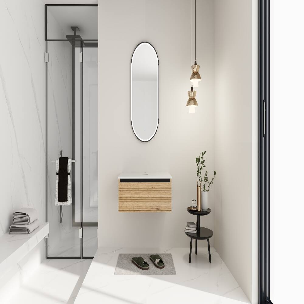 Alt View 2. Loheer - Loheer 30 inch wall mounted bathroom vanity Base Without Sink Light Coffee - Light Coffee.