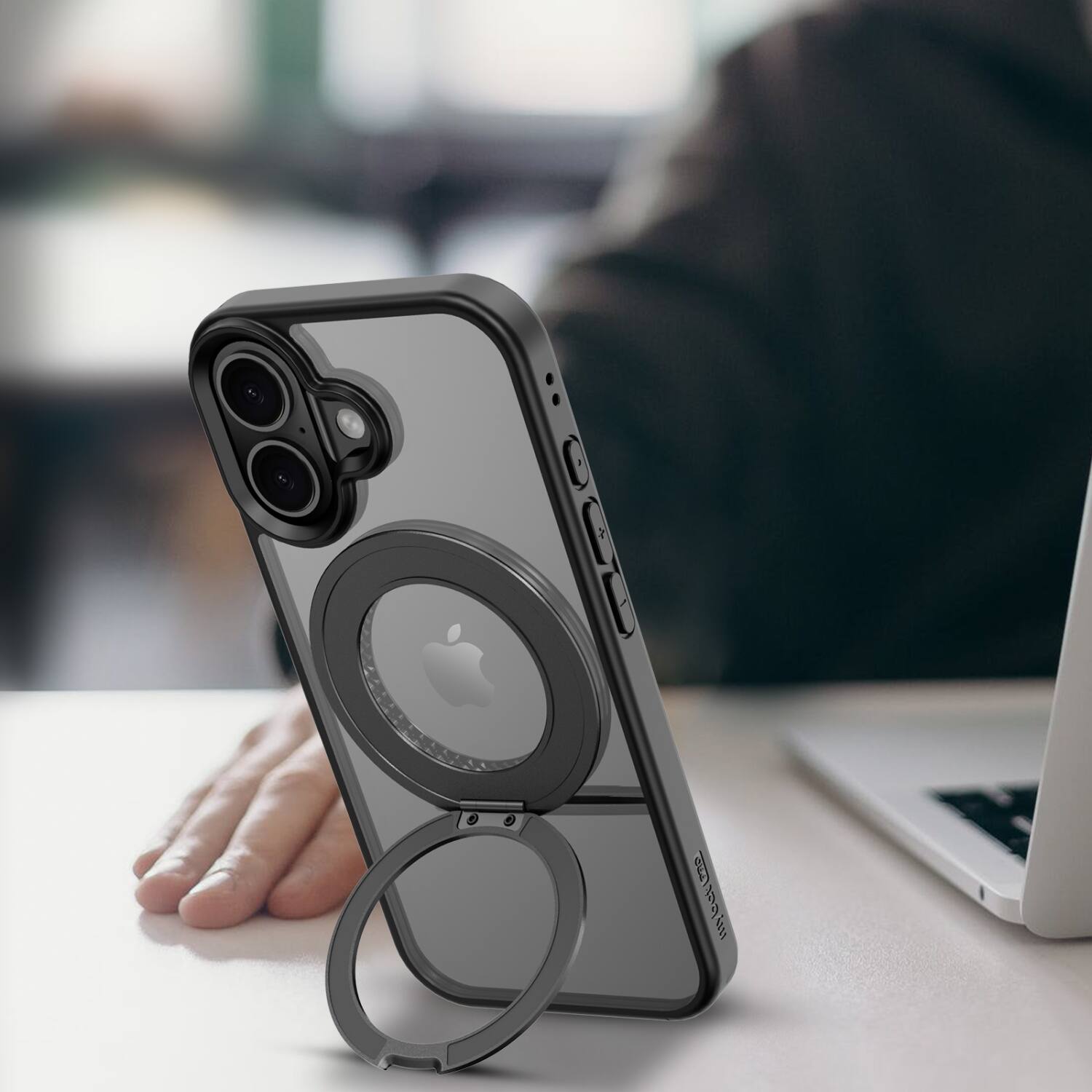 Alt View 3. Mybat Pro - MyBat Pro Lure Series 360° Ring Stand MagSafe Case for Apple iPhone 17 - Black - Black.