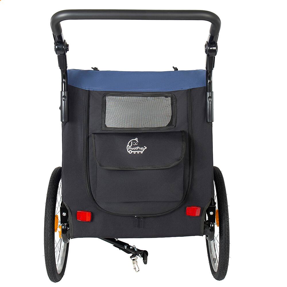 Alt View 2. JUJABU - 2-in-1 Foldable Pet Carrier Cart for Dogs up to 110lbs with Front Caster, Dark Blue.