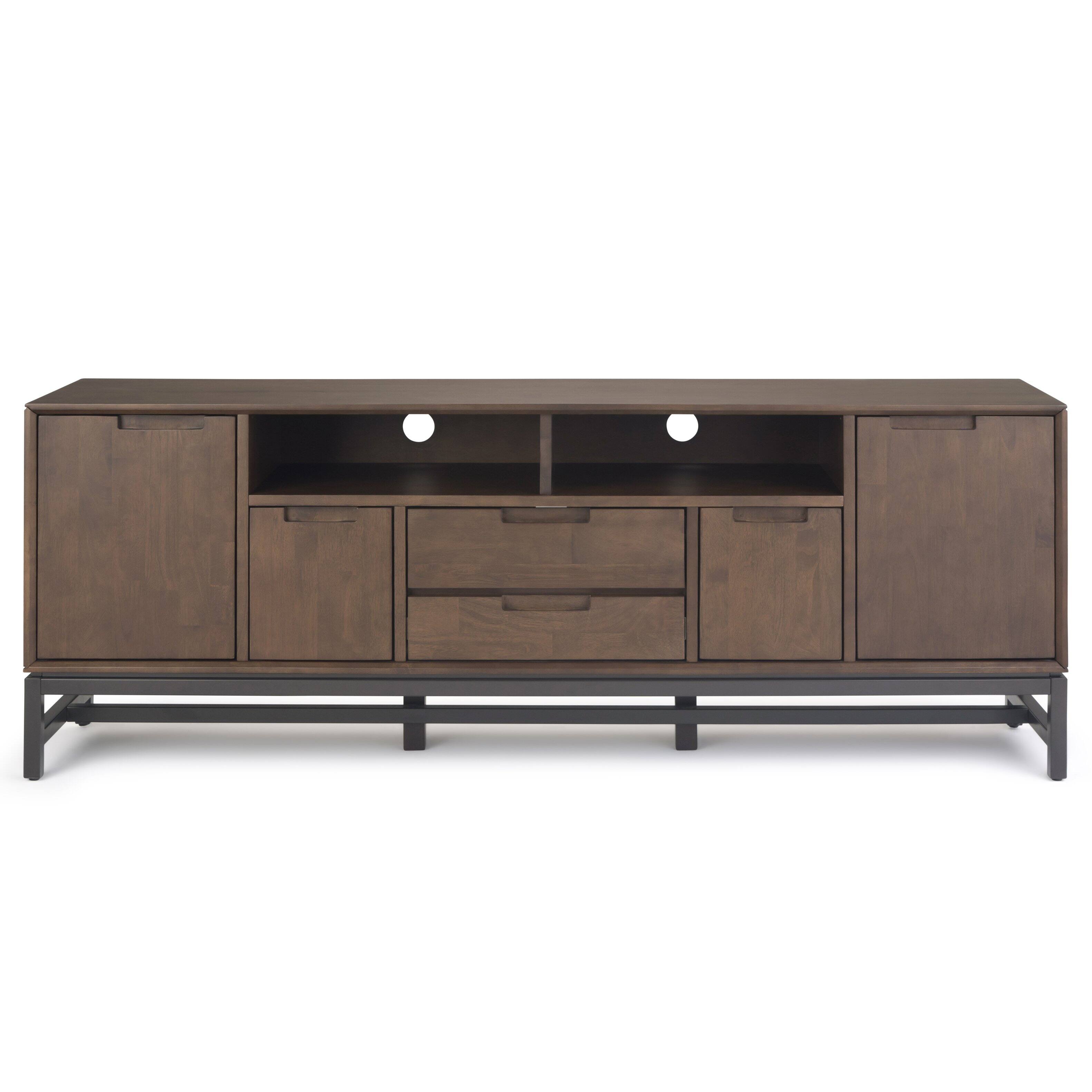 Left. Simpli Home - Banting SOLID HARDWOOD 72 inch Wide Industrial TV Media Stand in Walnut Brown For TVs up to 80 inches - Walnut Brown.