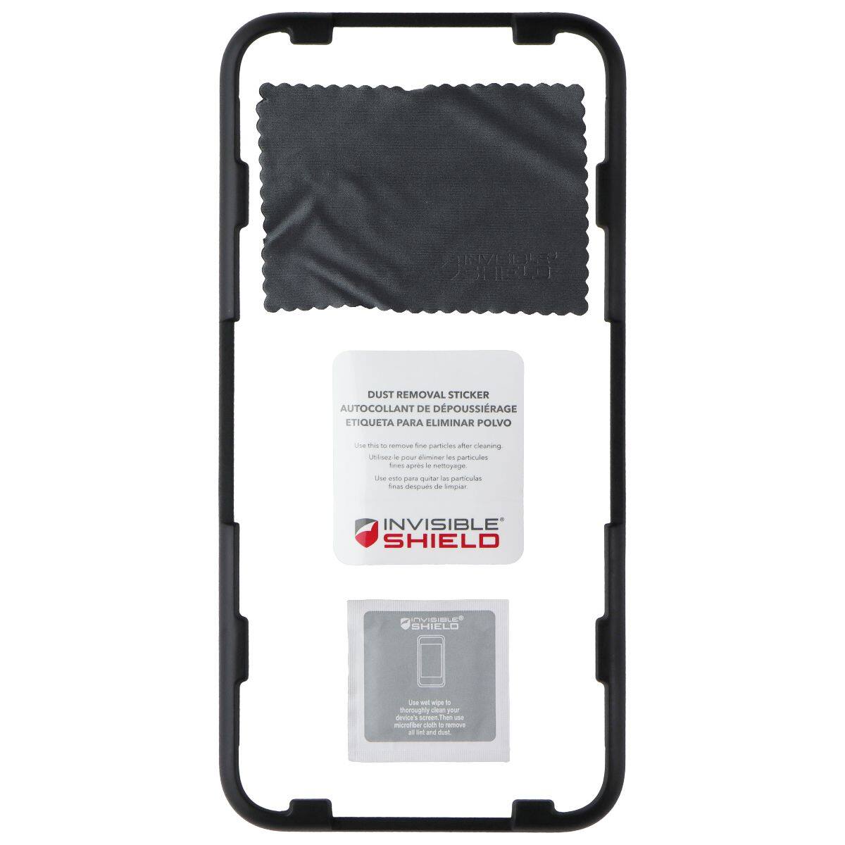 INVISIBLE SHIELD

DUST REMOVAL STICKER
AUTOCOLLANT DE DÉPOUSSIRAGE
ETIQUETA PARA ELIMINAR POLVO

Use this to remove fine particles after cleaning.
Utilisez-le pour éliminer les particules fines après nettoyage.
Use esto para eliminar partículas finas después de limpiar.

INVISIBLE SHIELD

Use this to remove fine particles after cleaning. Then use a microfiber cloth to wipe your device's screen.