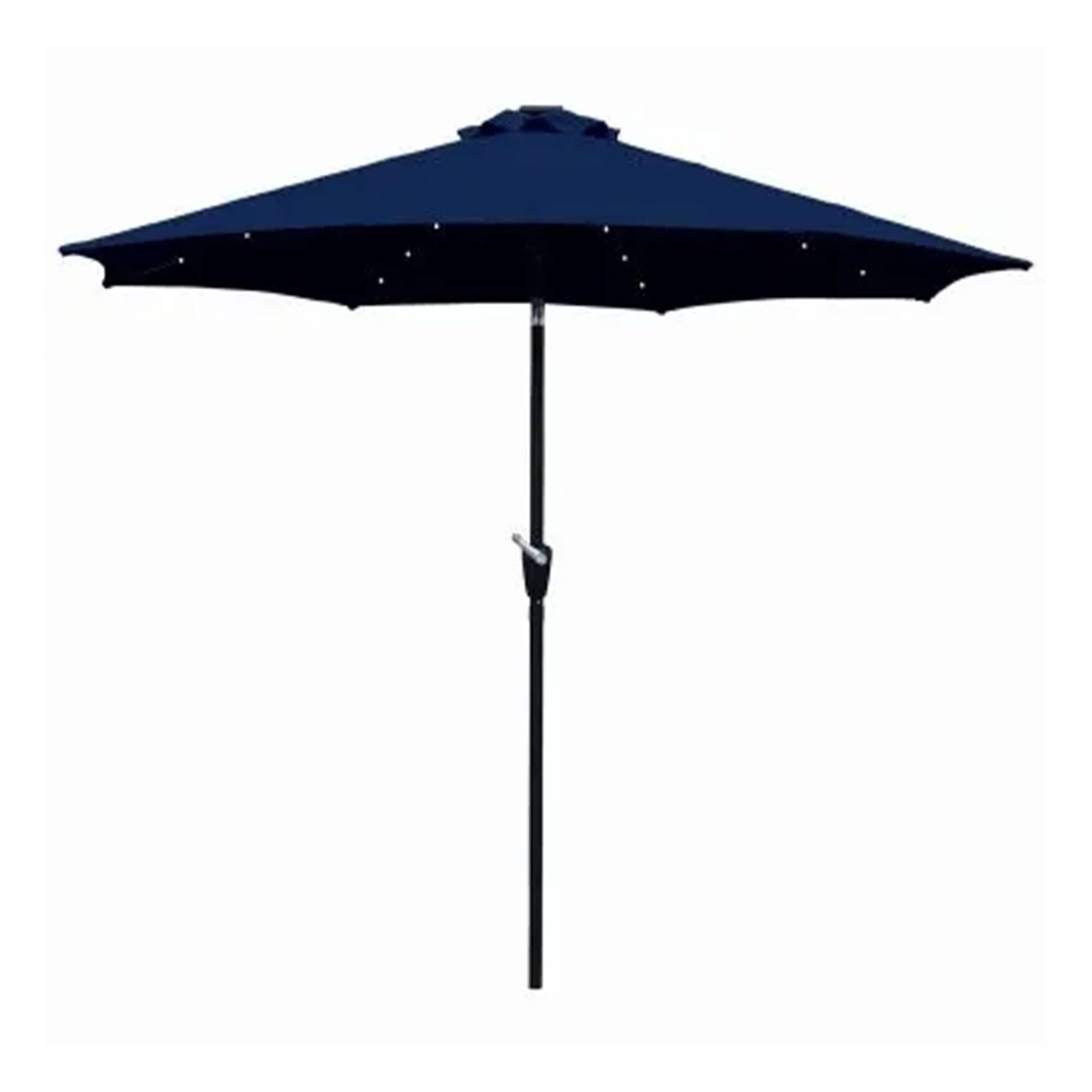 Alt View 10. Four Seasons Courtyard - Four Seasons Courtyard 9’ Polyester Patio Market LED Umbrella w/Steel Pole, Navy - Navy.