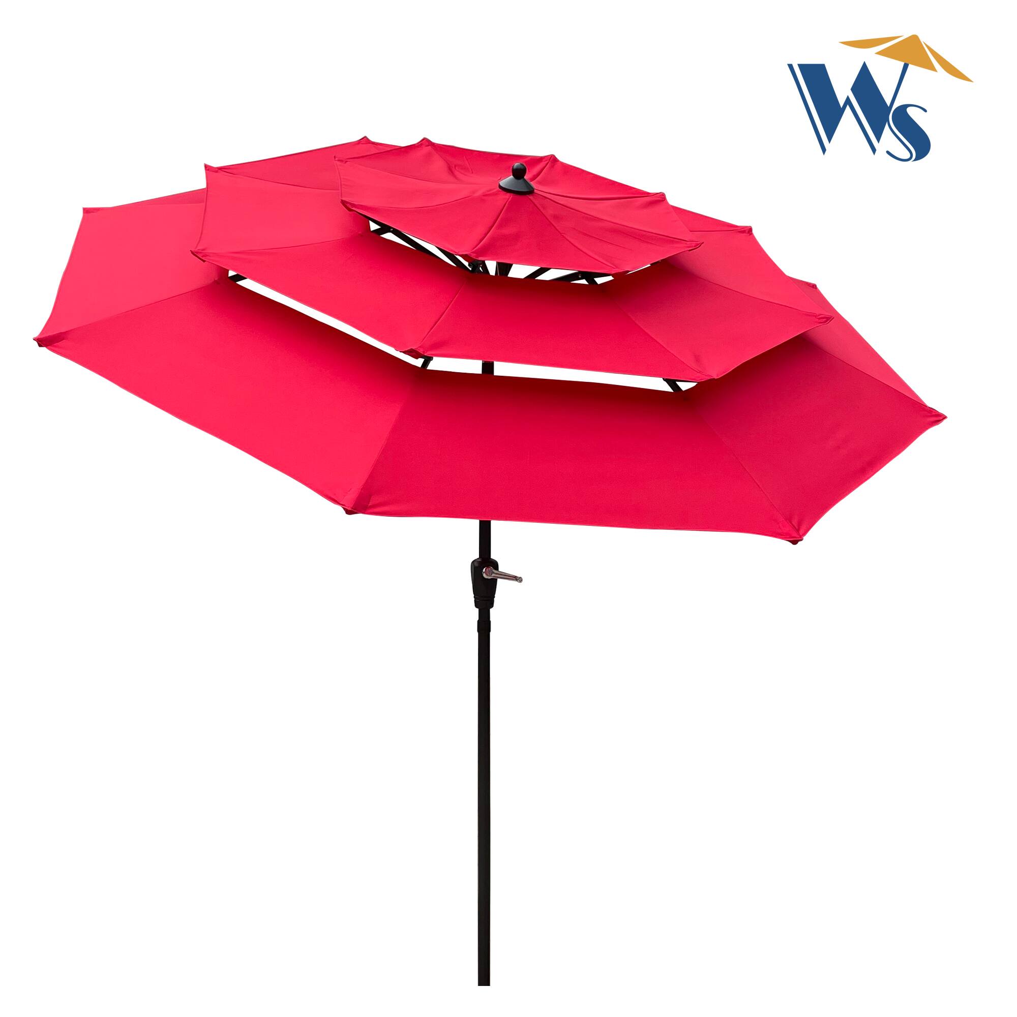 Left. Loheer - Loheer 9Ft 3 Tier Patio Umbrella Round Outdoor Pool Shade with Crank and Tilt.