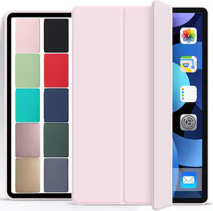 Front. DuraSafe Cases - iPad 9.7" 6th/5th Gen 2018/2017 & Air 2/Air 1 Protective Silicone-Back Cover with Auto Sleep/Wake A1474 A1475 A1476 - Pink.