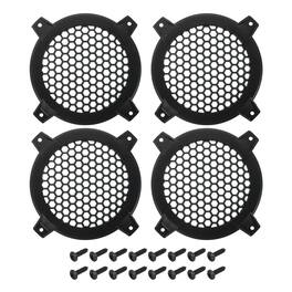 Unique Bargains - 4pcs 4" Speaker Grill Mesh Plastic Woofer Guard Protector Dust Cover Frame with Screws for Home Audio Car Speaker - Black