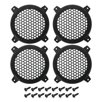 Front. Unique Bargains - 4pcs 4" Speaker Grill Mesh Plastic Woofer Guard Protector Dust Cover Black Frame with Screws for Home Audio Car Speaker - Black.