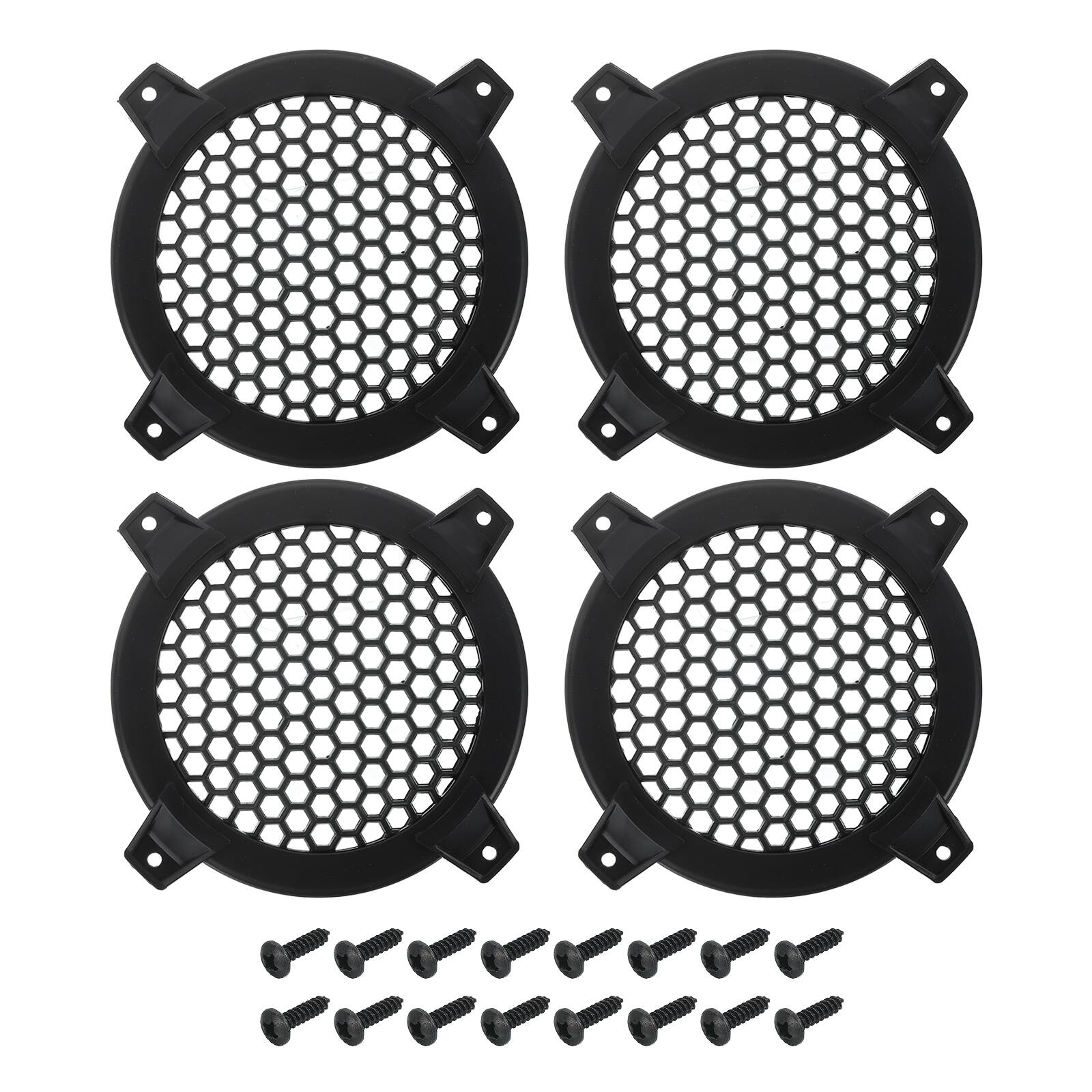 Unique Bargains - 4pcs 4" Speaker Grill Mesh Plastic Woofer Guard Protector Dust Cover Frame with Screws for Home Audio Car Speaker - Black