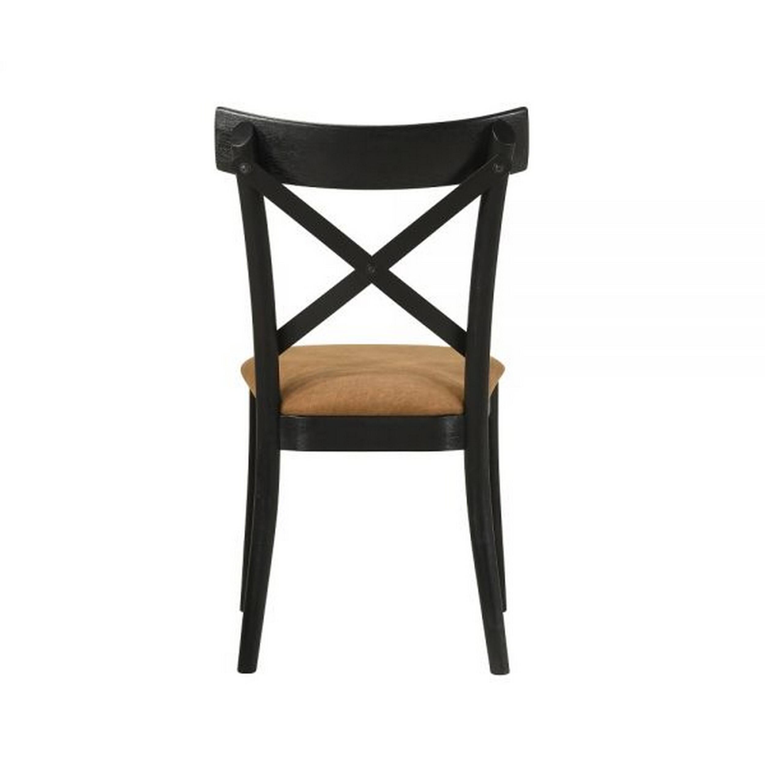 Alt View 3. Manhattan Lane - Hilly 21 Inch Dining Chair, Set of 2, Crossbuck Backrest - Brown, Black.