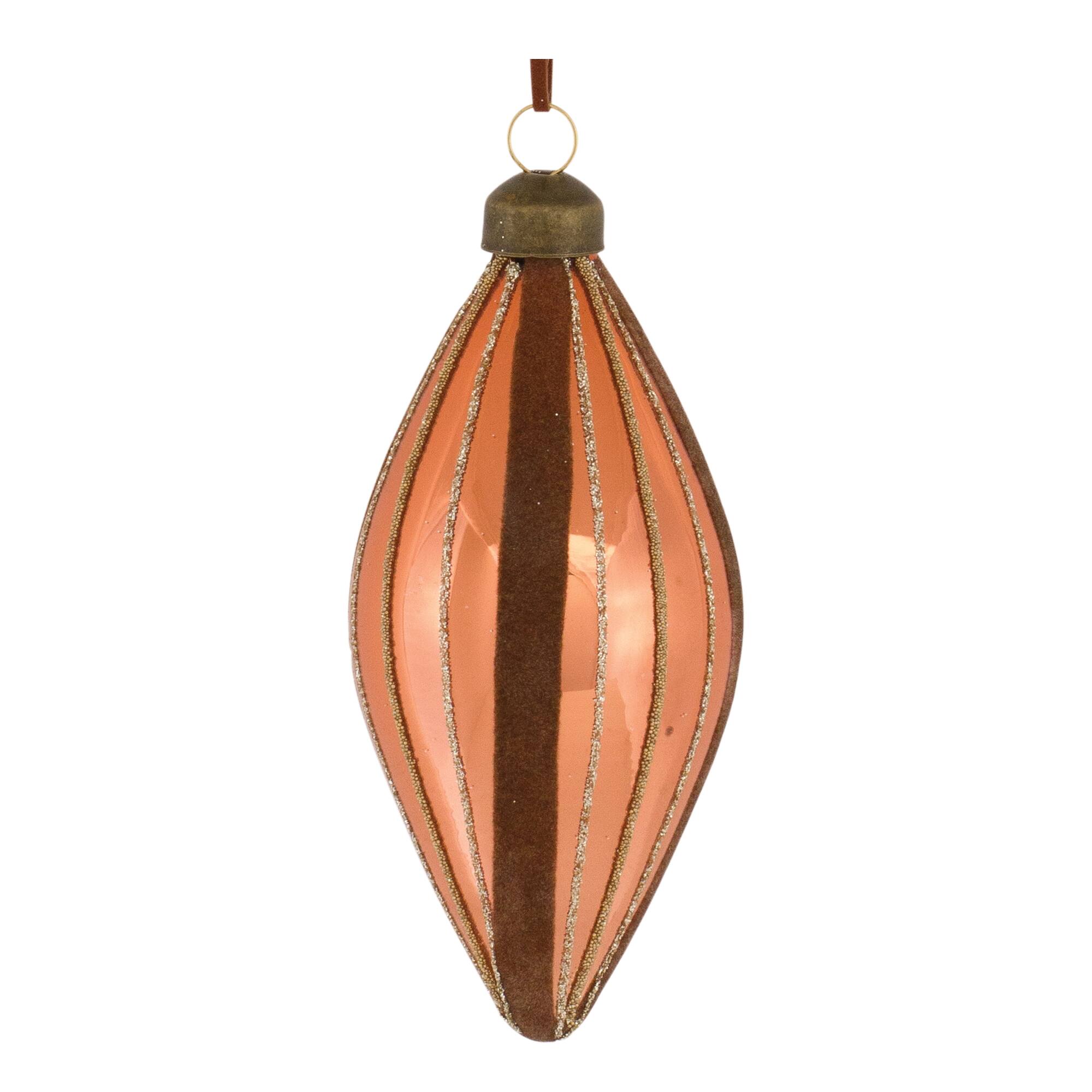 Back. BreeBe - Copper Glass Holiday Ornament (Set of 12) - Copper.