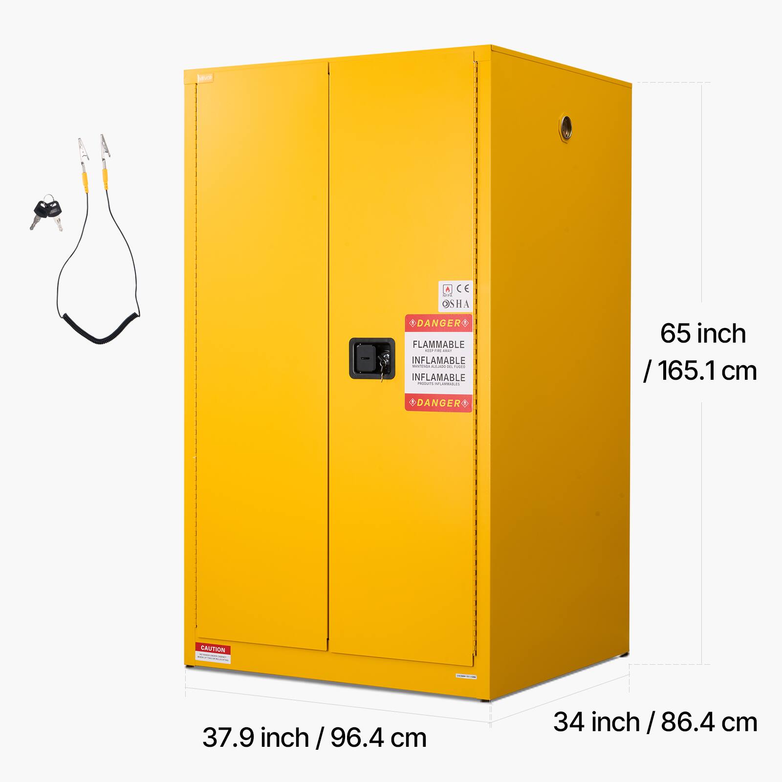 Leus CE SHA DANGER FLAMMABLE: E - INFLAMABLE Nd - ds INFLAMABLE el - I DANGER 65 inch / 165.1 cm LAUTIOI a - 37.9 inch / 96.4 cm 34 inch / 86.4 cm