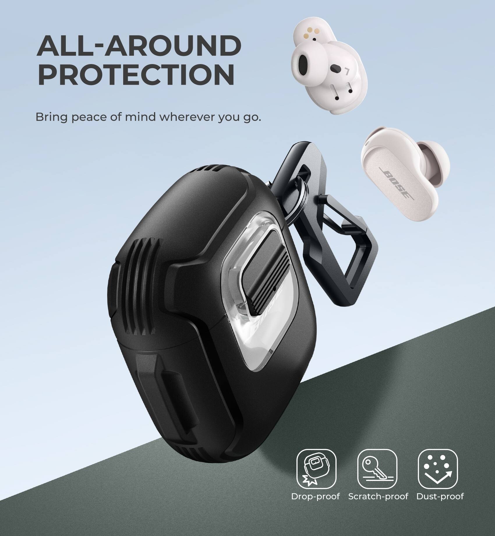 ALL-AROUND PROTECTION  
Bring peace of mind wherever you go.  

Drop-proof  
Scratch-proof  
Dust-proof