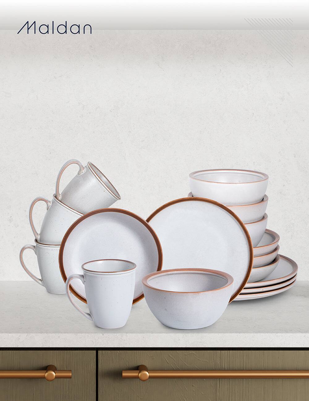 Alt View 2. Table 12 - Table 12 Maldan Stoneware 16-Piece Dinnerware Set, Service for 4 - White.