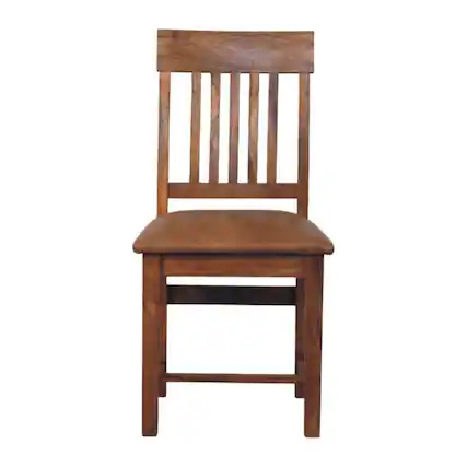 Front. Artisan Furniture - Leather Slatted Dining Chair, Brown - Brown.