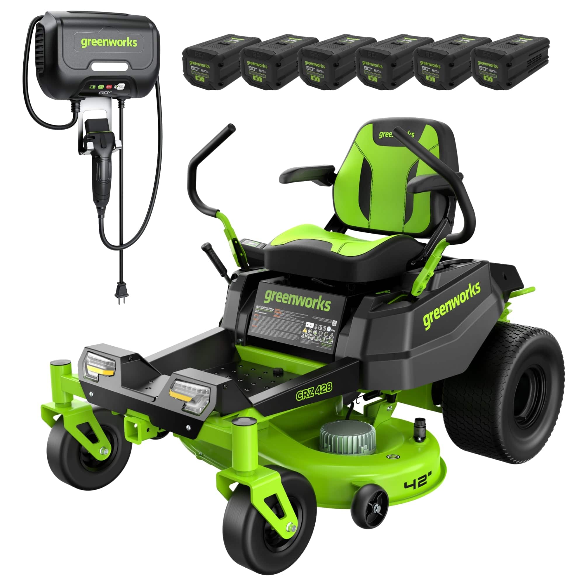 "Greenworks - 80V 42"" Cordless CrossoverZ Zero Turn Lawn Mower, (6) 6Ah Batteries and 600W Wall Charger, CRZ4282" price history on PriceWatchPro