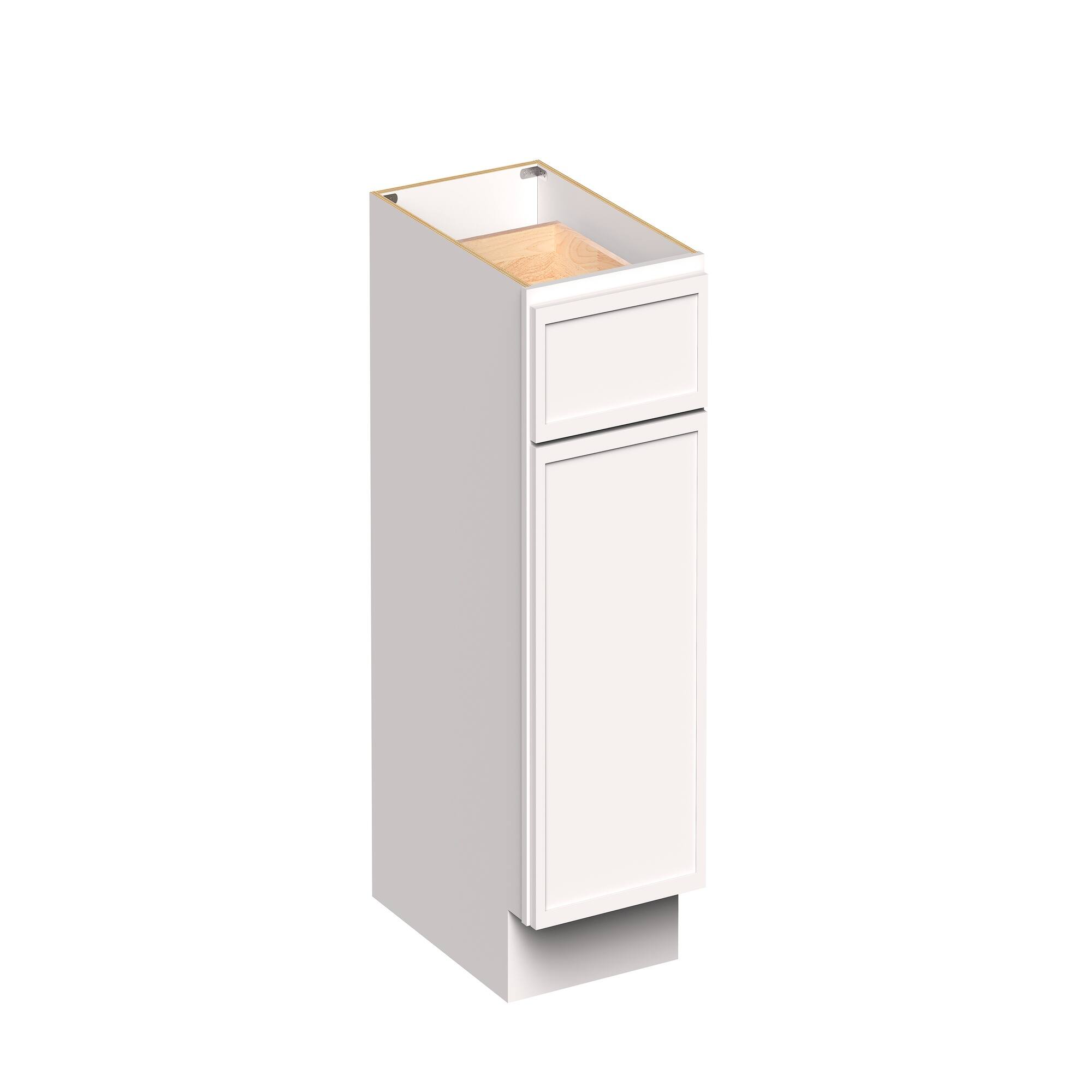 Angle. Boyel Living - 15-in W x 34.5-in H x 24-in D Slim Shaker RTA Kitchen Base Cabinet with Soft-Close - Snow White.