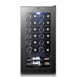 Yeego - Wine Refrigerator Cooler, 28 Bottle Small Wine Fridge, Mini Freestanding Wine Cellars for Home, Office - Black
