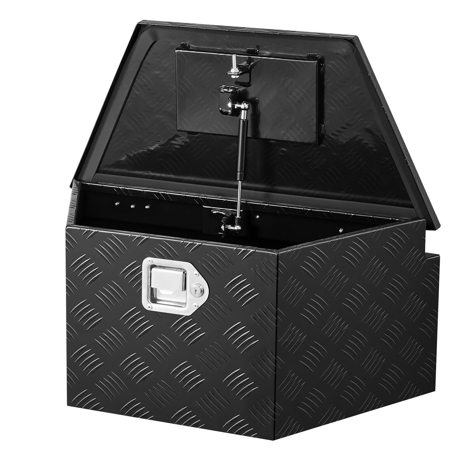 Alt View 5. VEVOR - Trailer Tongue Box, 26" x 13" x 12" Aluminum Trailer Tongue Tool Box, Heavy Duty Storage Organizer with Lock and Keys - Black.