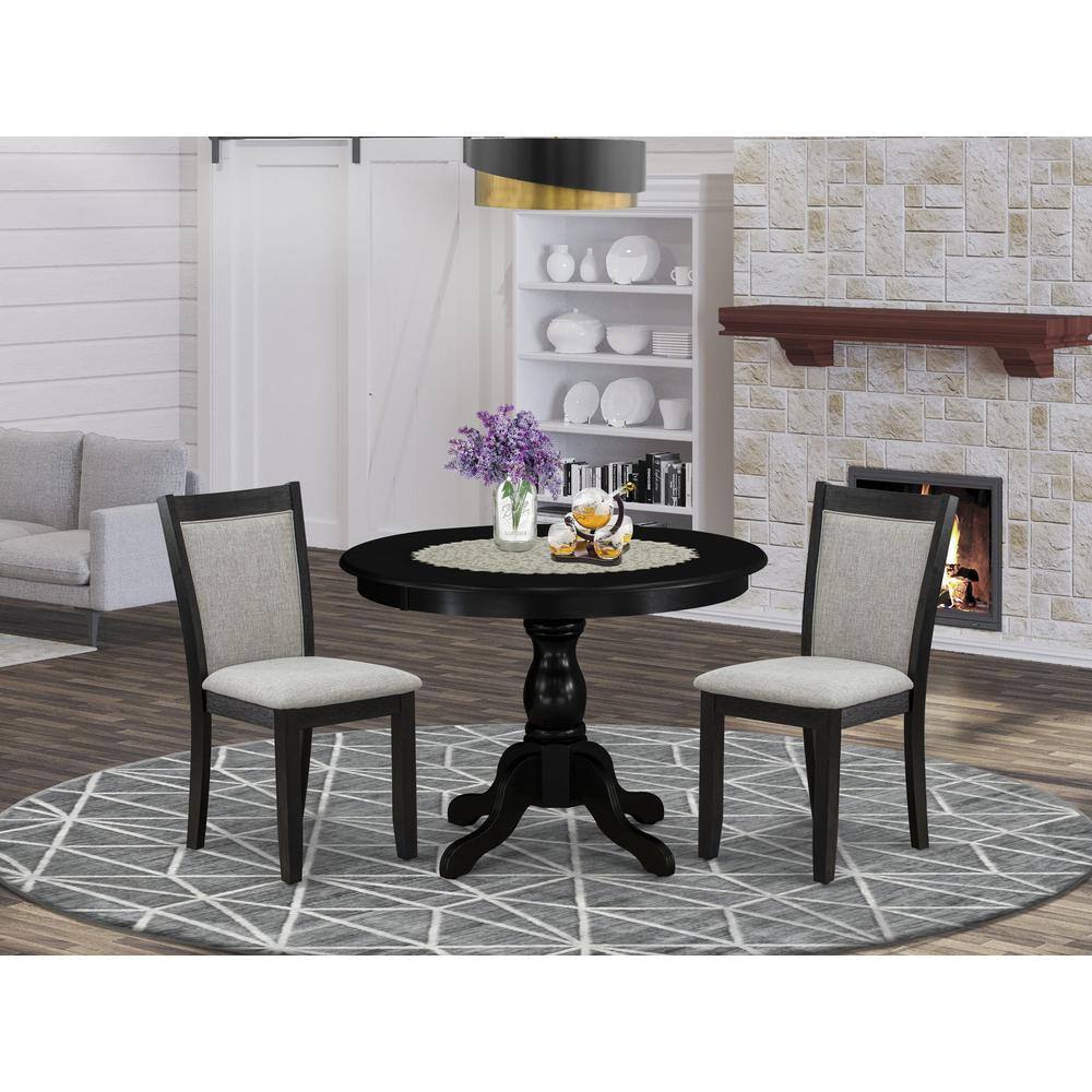 Angle. East West Furniture - East West Furniture 3-Pc Dining Table Set Contains a Dining Room Table and 2 Shitake Linen Fabric Dining Room Chairs - - Multi-Color.