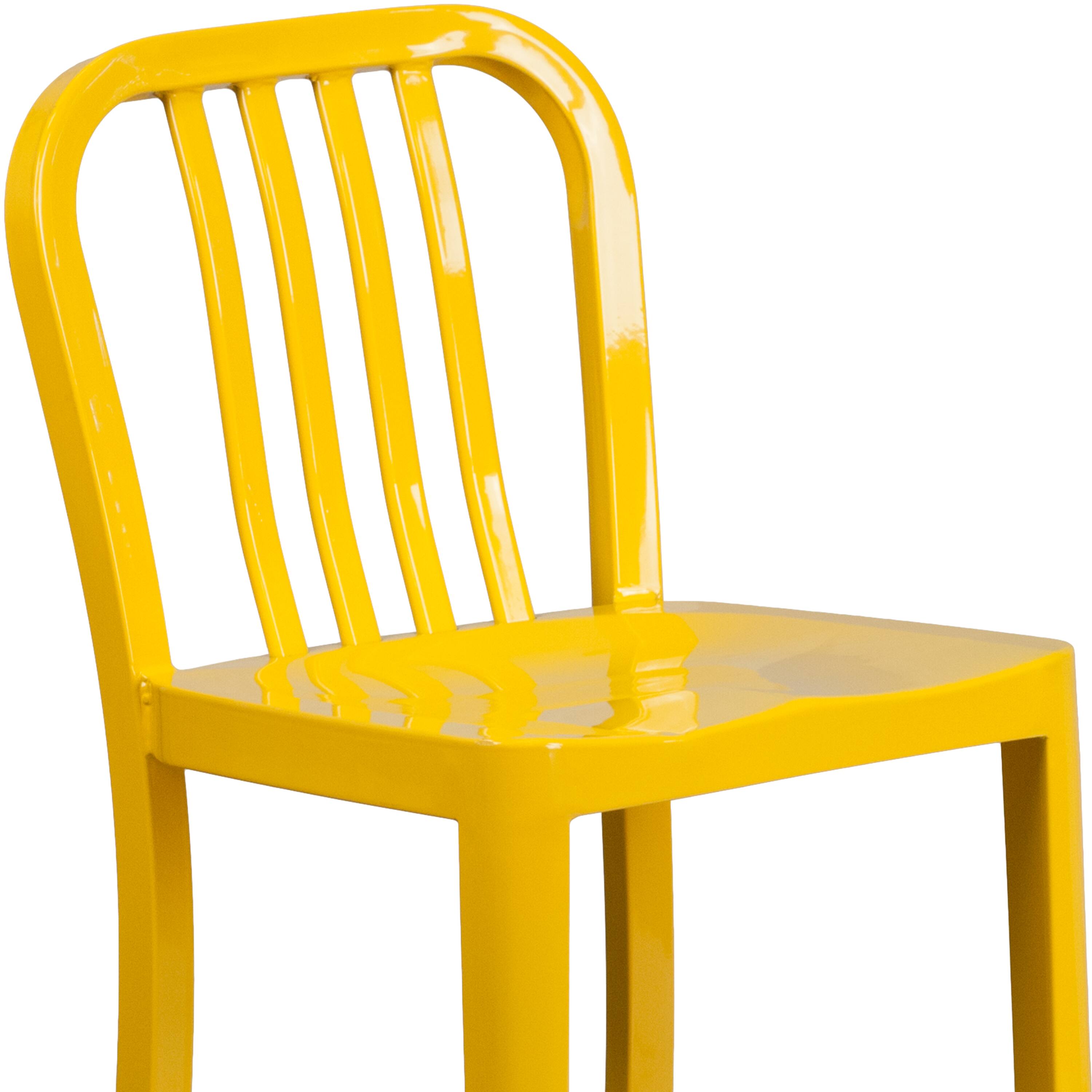 Alt View 8. Emma + Oliver - Commercial Grade 24"H Colorful Metal Indoor-Outdoor Vertical Slat Counter Stool - Yellow.