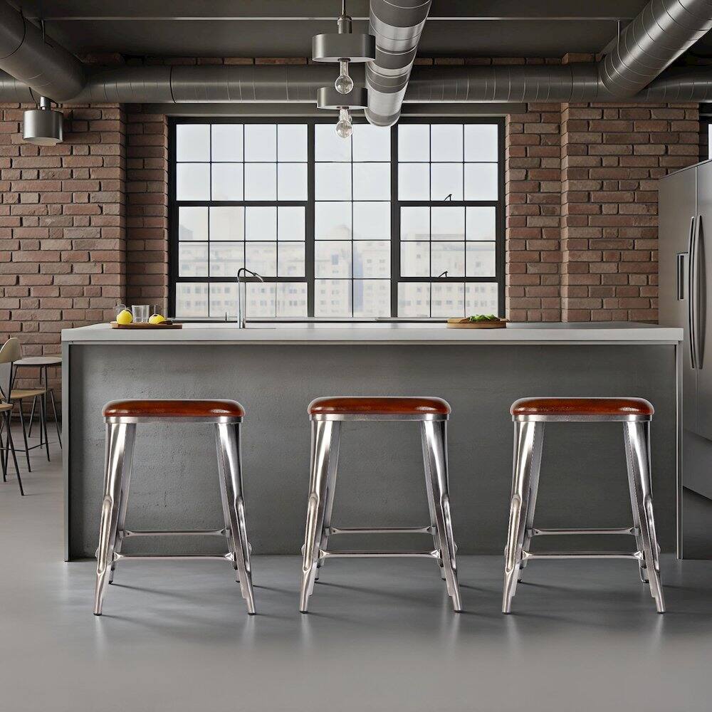 Alt View 2. Butler Specialty - Eastham 24.75 in Seat Height Iron Counter Stool - Brown,Silver.