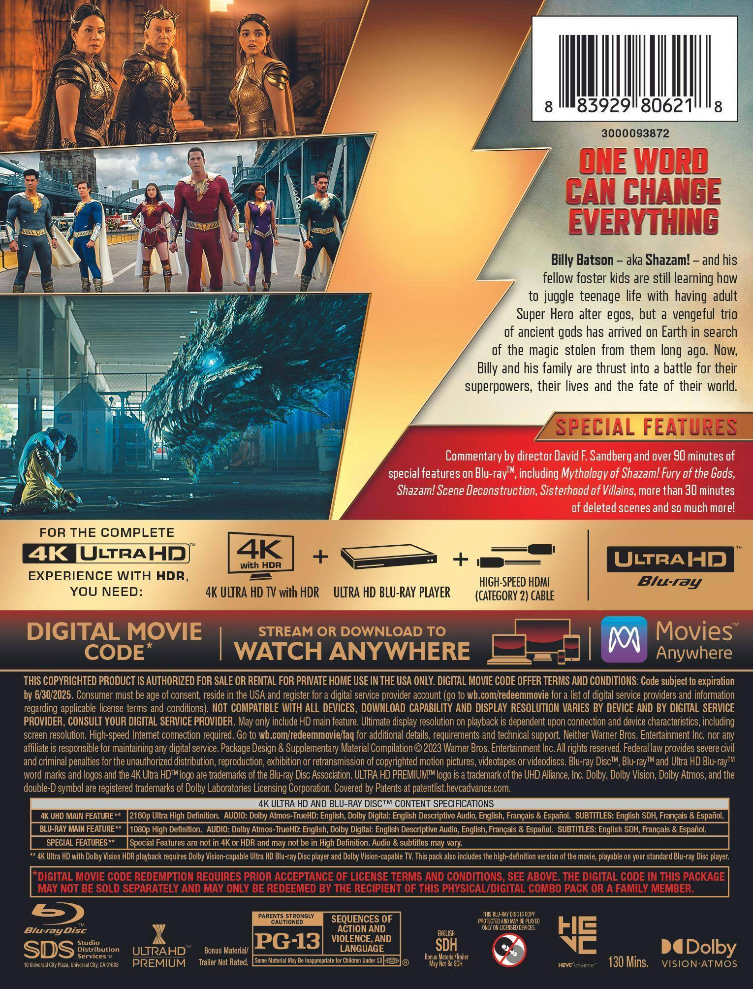 Back. Shazam! Fury of the Gods (Limited Edition Steelbook 4K Ultra HD + Blu-ray) [UHD].