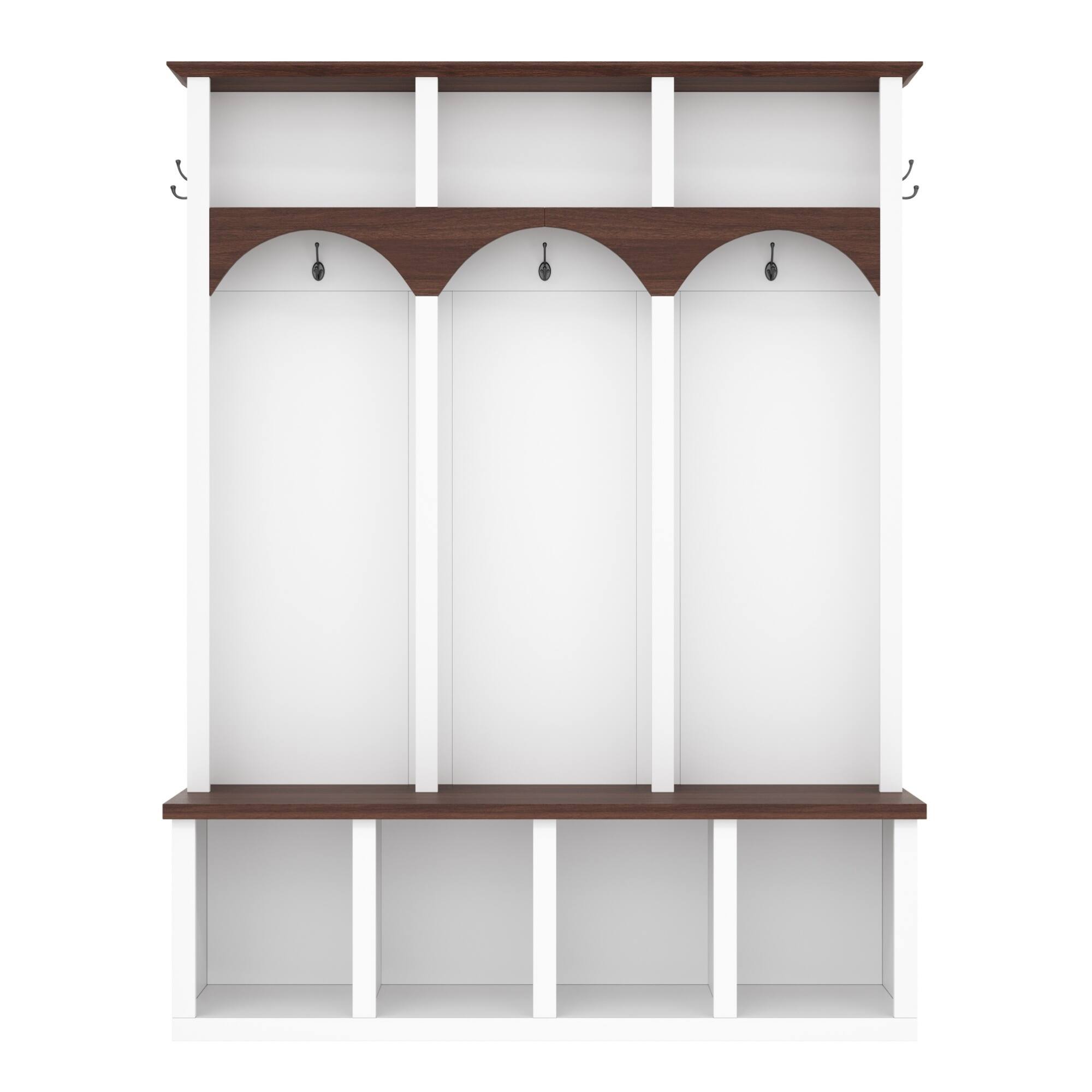 Alt View 5. GOODSILO - Elegant Farmhouse Entryway Hall Tree with Storage Bench and Multiple Hooks for Organized Living Spaces - White.