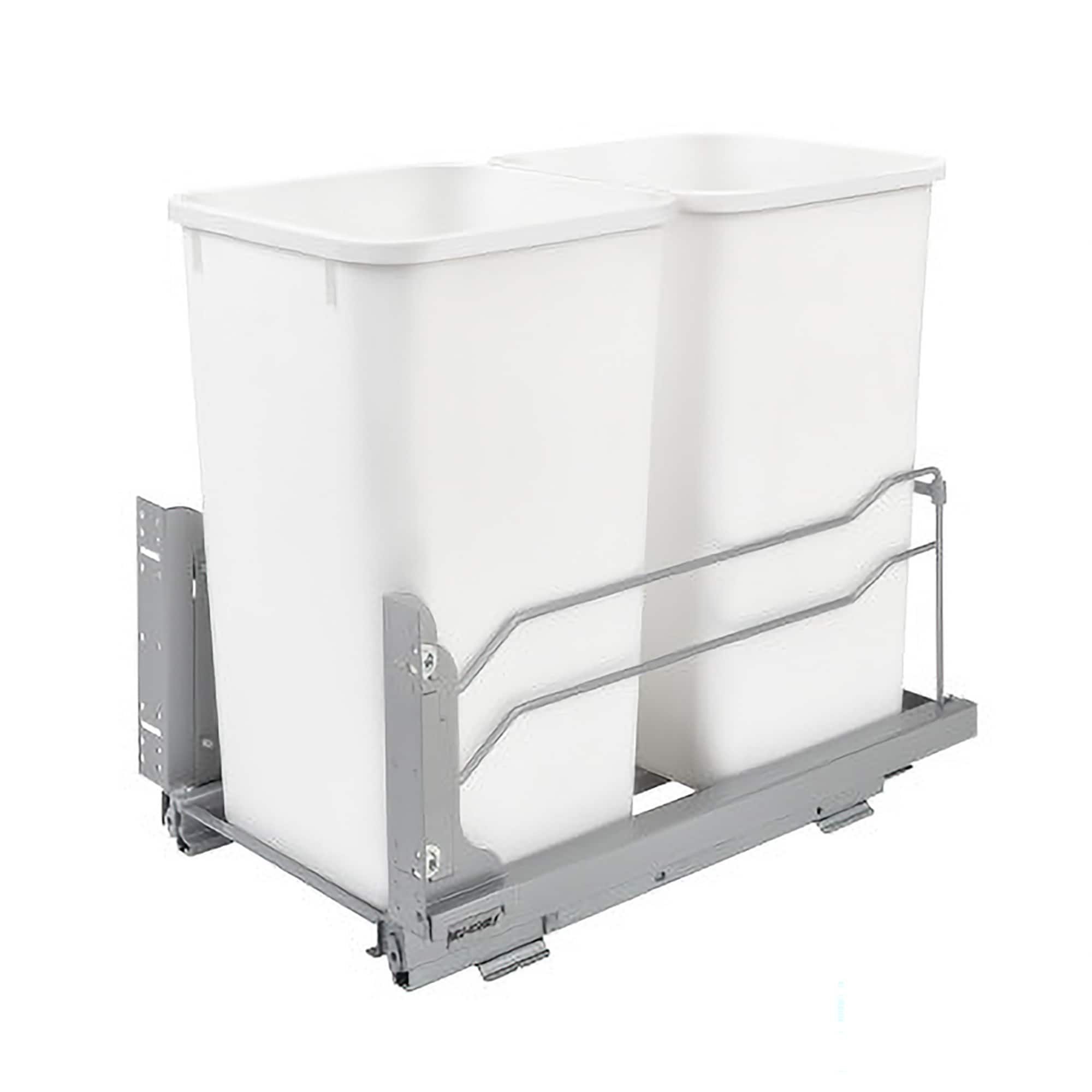 Front. Rev-A-Shelf - Rev-A-Shelf Double Pullout Trash Can 27 qt. w/ Soft-close, 53WC-1527SCDM-211 - White.