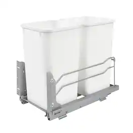 Rev-A-Shelf - Double Pullout Trash Can 27 qt. w/ Soft-close, 53WC-1527SCDM-211 - White