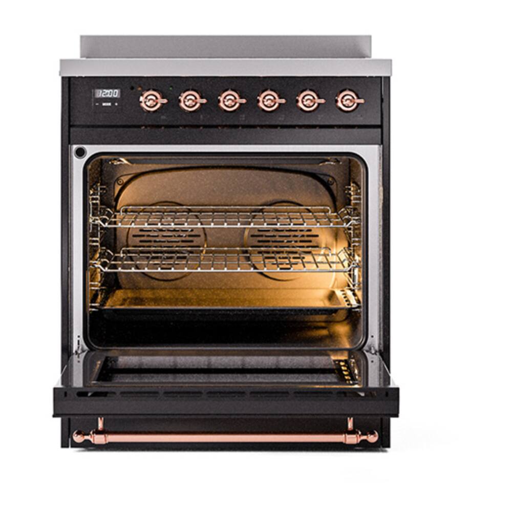 Alt View 4. ILVE - ILVE Nostalgie II 30 inch Induction Range with 4 Induction Elements (Glossy Black) - Glossy Black.