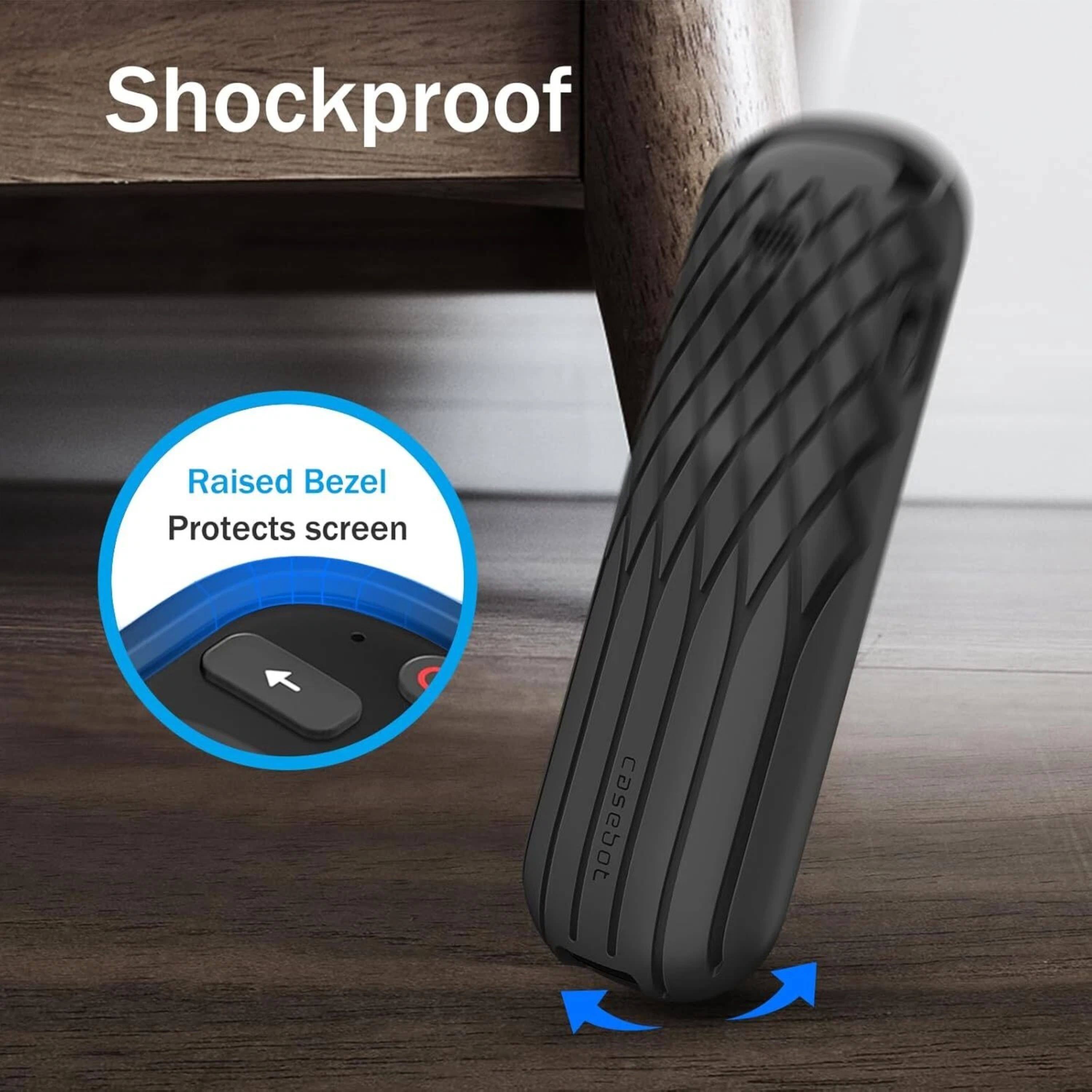 Shockproof Raised Bezel Protects screen