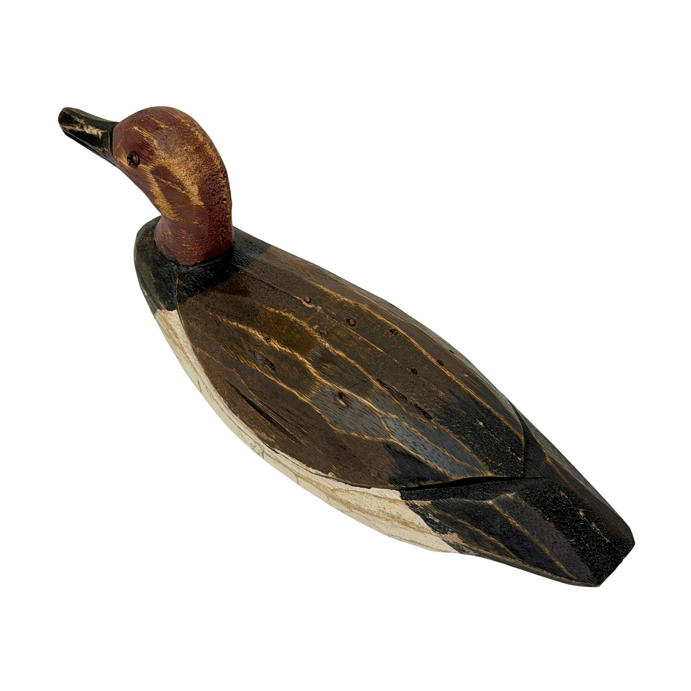 Alt View 7. Things2Die4 - Rustic Hand-Carved Wood Duck Figurine 10.5 Inch Distressed Tabletop Decor - Red/Brown.
