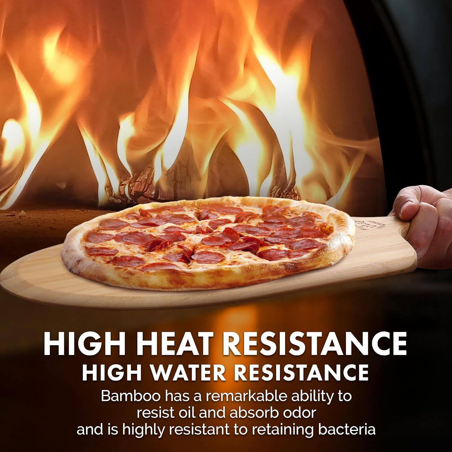 HIGH HEAT RESISTANCE  
HIGH WATER RESISTANCE  

Bamboo has a remarkable ability to resist oil and absorb odor and is highly resistant to retaining bacteria.