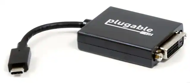 Front. Plugable - Alt Mode Monitor Adapter - USB-C to DVI for Windows,Mac,Driverless - Black.