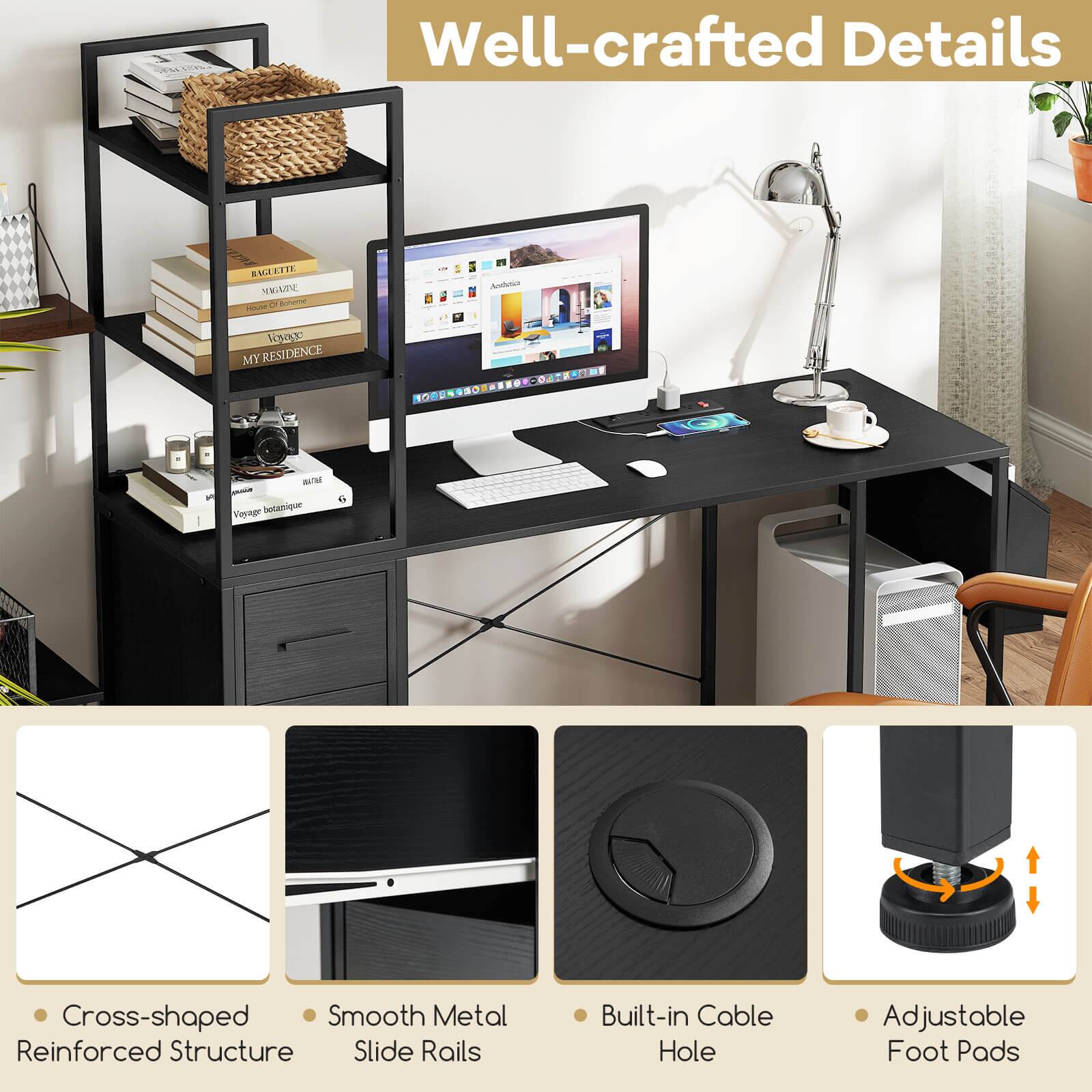 Well-crafted Details

- Cross-shaped Reinforced Structure
- Smooth Metal Slide Rails
- Built-in Cable Hole
- Adjustable Foot Pads